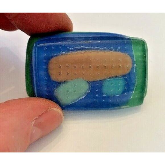 Vintage 1980s Handmade Funky Artsy Resin Brooch Geometric 1" x 1.7" - Picture 7 of 10